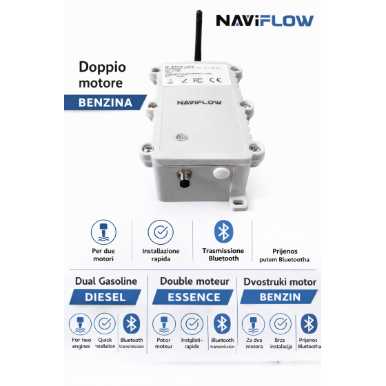 NaviFlow | Flow meters for two-engine gasoline boat.