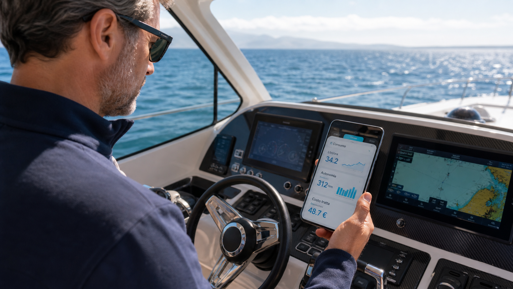 Contrôle de la consommation de carburant du bateau avec NaviFlow pendant la navigation